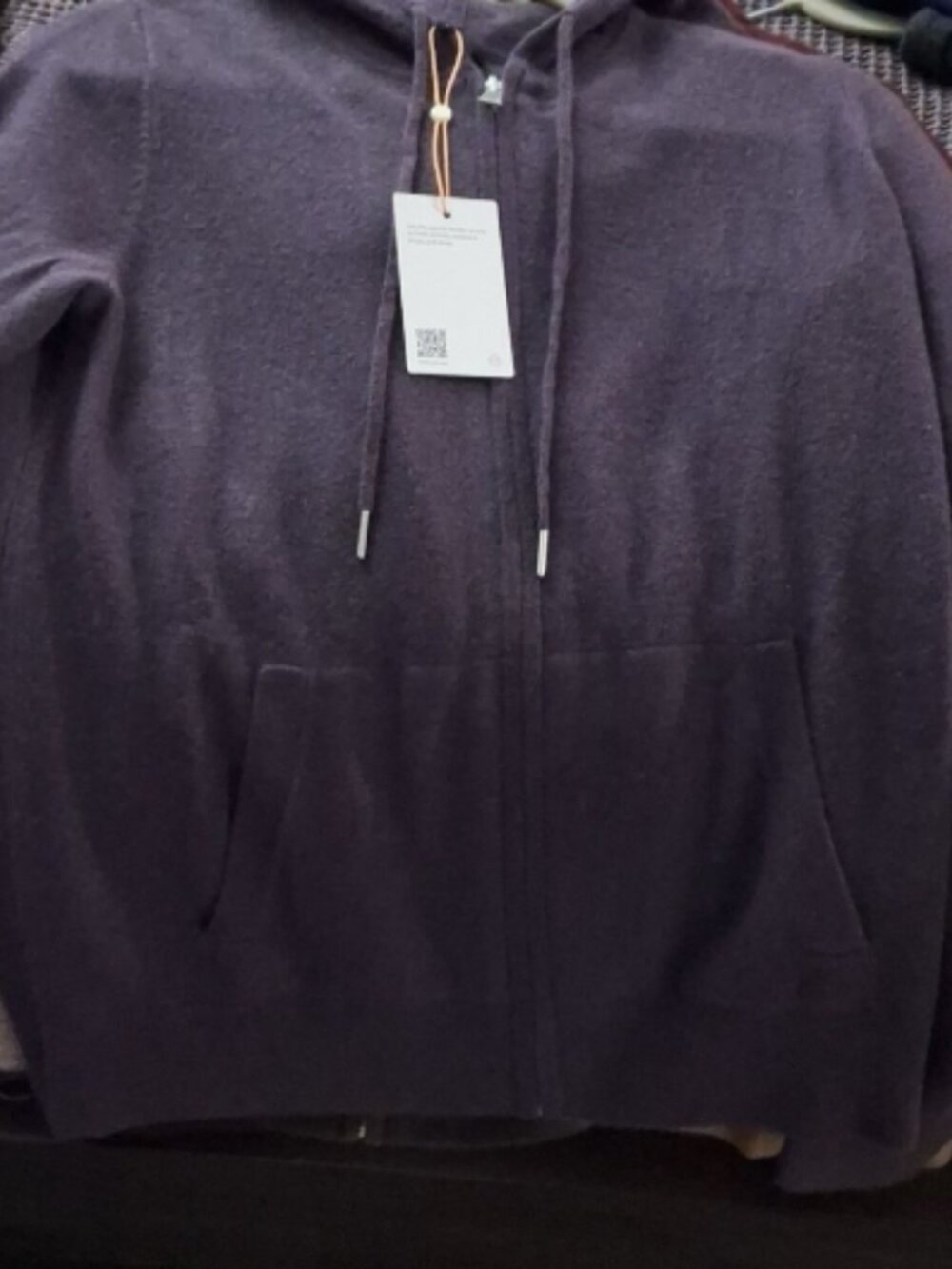 Quince Mongolian Cashmere Full-Zip Hoodie S Deep Orchid Purple NWT - Picture 2 of 2